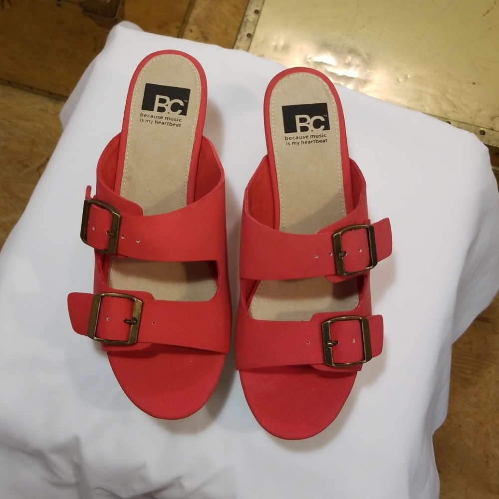 Orange/red platform sandals